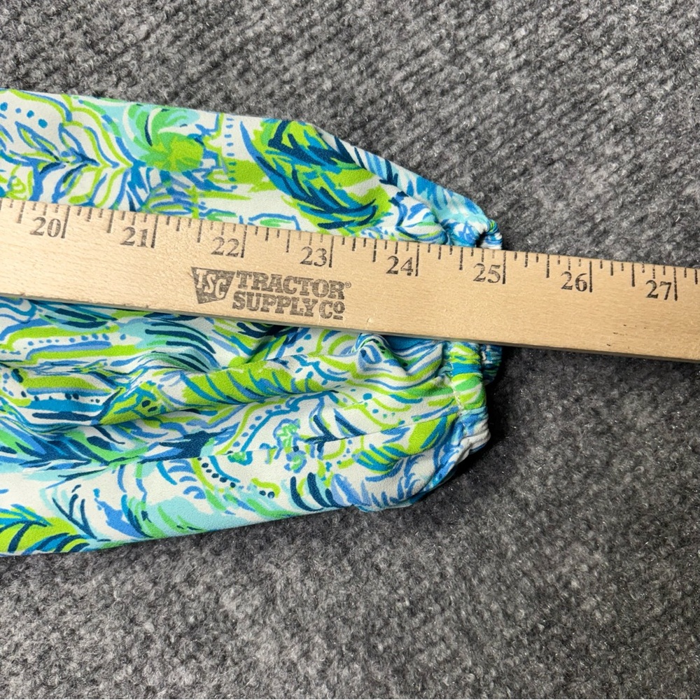 Lilly Pulitzer Dress Womens XS Green Floral Print Boho Shift Long Sleeve Ruffle - Picture 9 of 9
